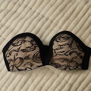 Black Lace Non-slip Strapless Pushup Bra